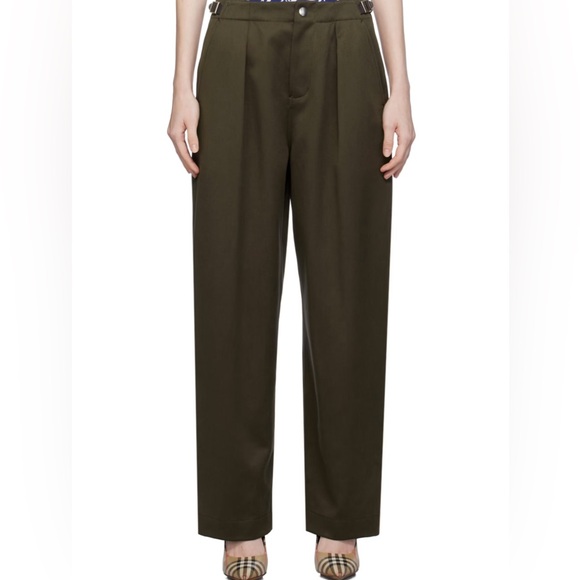 Olive Green Burberry Trousers - Picture 1 of 4